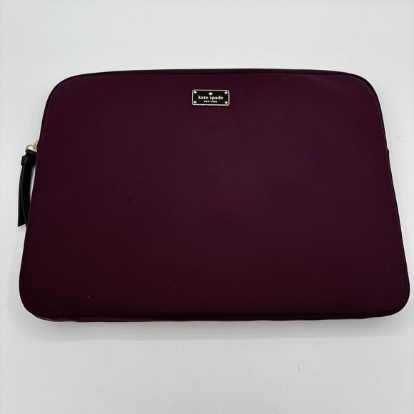 Kate Spade Burgundy Red Protective Laptop Zip Closure Padded‎ Sleeve Bag 13.5” - Picture 1 of 14